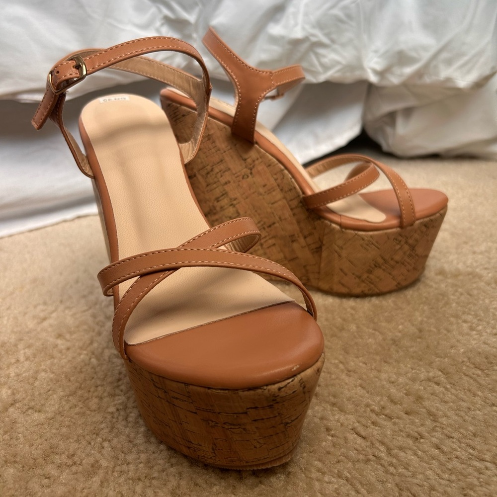 Tan Wedge Sandals